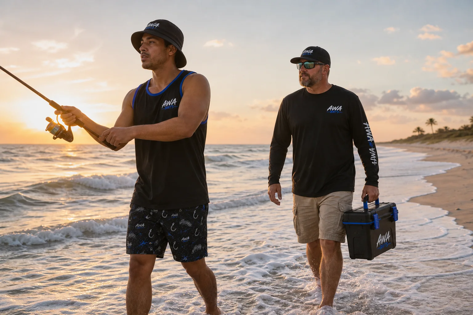 AWA Baits anglers fishing from the beach