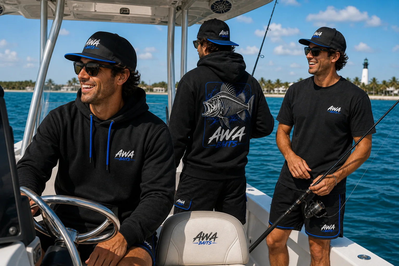 AWA Baits crew fishing from a Florida boat