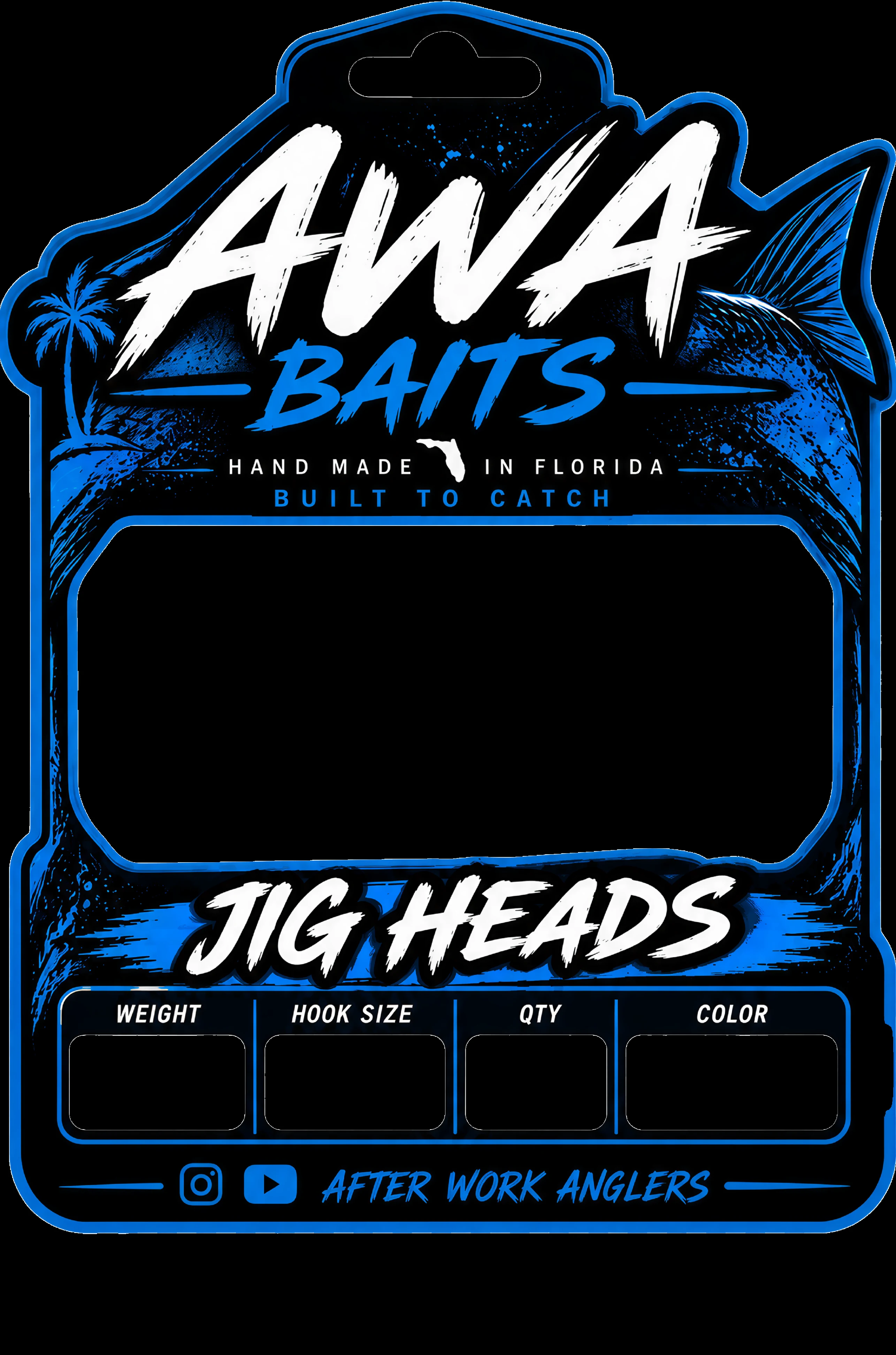 AWA Baits jig head packaging